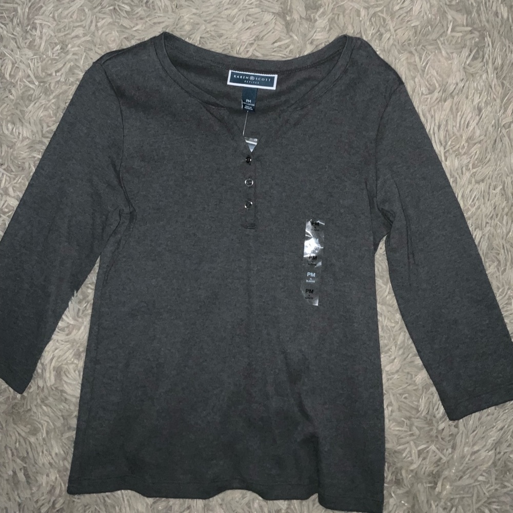 Karen Scott Grey Henley Top
